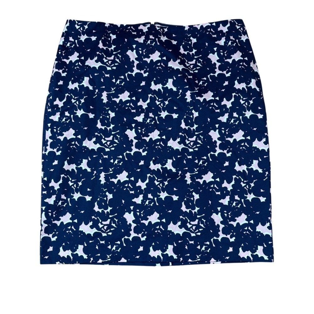 NWT Talbots Floral Pencil Skirt Career Sz‎ 16 Stretch Cotton Navy White Pink